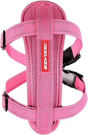 EzyDog Chest Plate No Pull Dog Harness  Escape Proof Harness with Reflective Stitching and Comfort Padding for Easy Walks, Training & Control - Car Restraint Included (Small, Pink)