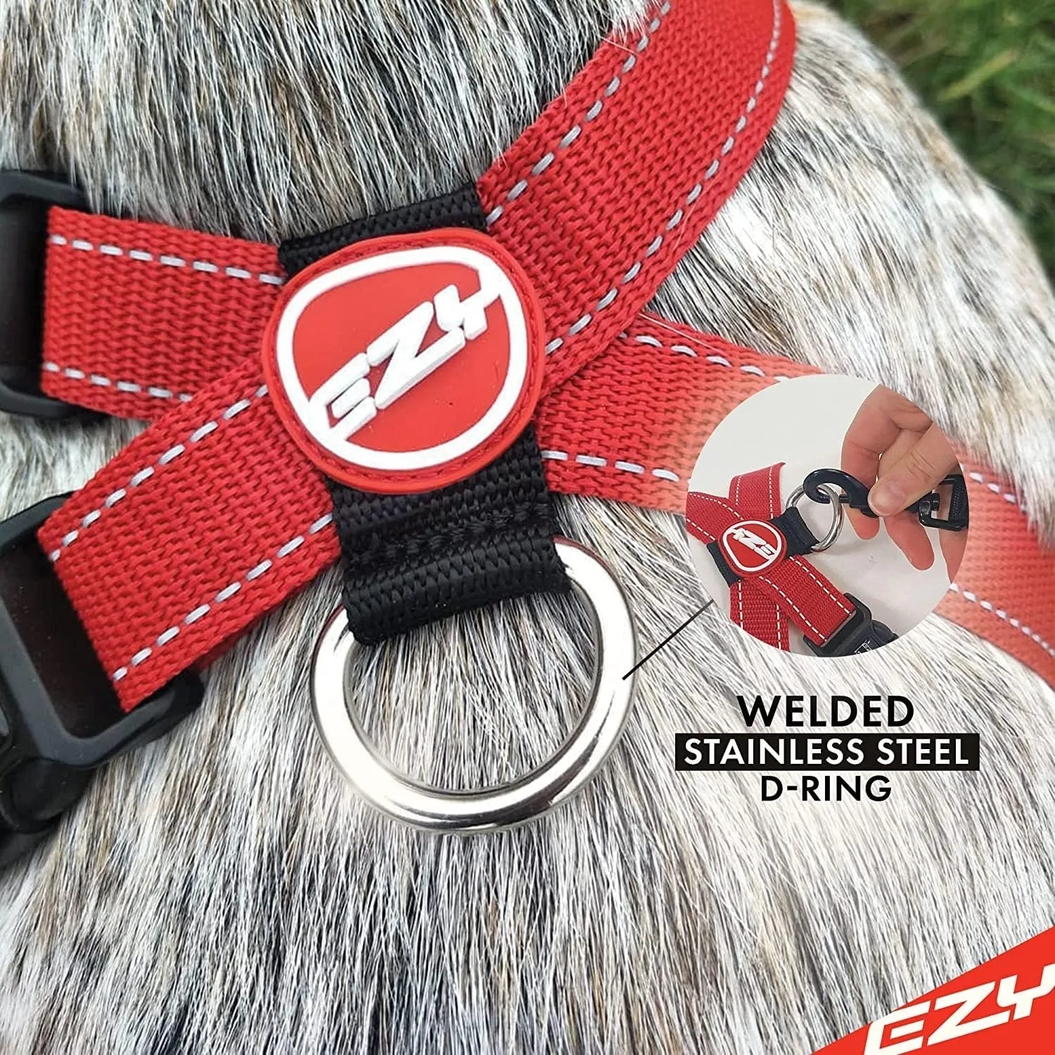 EzyDog Chest Plate No Pull Dog Harness  Escape Proof Harness with Reflective Stitching and Comfort Padding for Easy Walks, Training & Control - Car Restraint Included (Small, Pink)