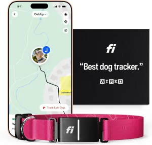 Fi Series 3 Smart Dog Collar - GPS Dog Tracker and Activity & Fitness Monitor, Waterproof, LED Light, Escape Alerts, Nationwide Coverage [Free 6 Month Membership] (Pink, Medium)