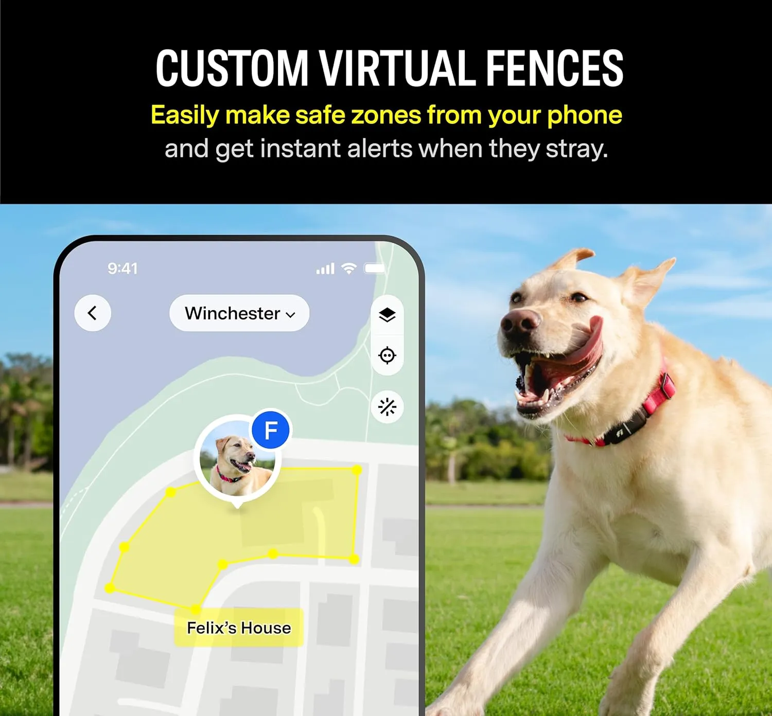 Fi Series 3 Smart Dog Collar - GPS Dog Tracker and Activity & Health Monitor, Waterproof, LED Light, Escape Alerts, Nationwide Coverage [Free 1 Year Membership] (Pink, Medium)