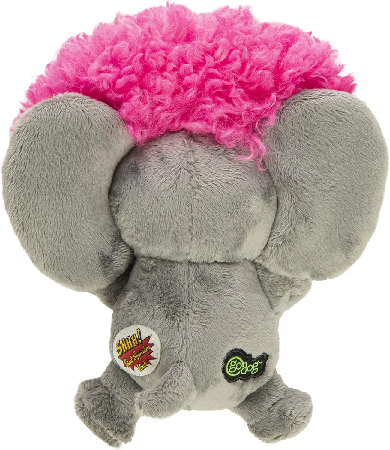 goDog® Silent Squeak™ Crazy Hairs Elephant Large Dog Toy
