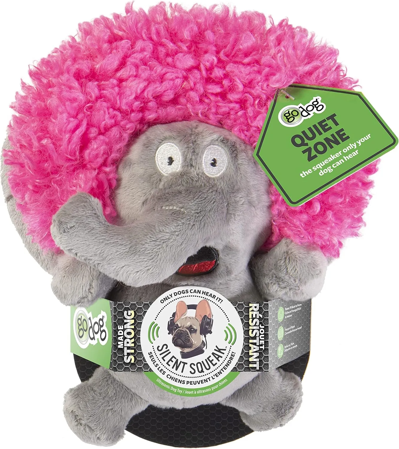 goDog® Silent Squeak™ Crazy Hairs Elephant Large Dog Toy