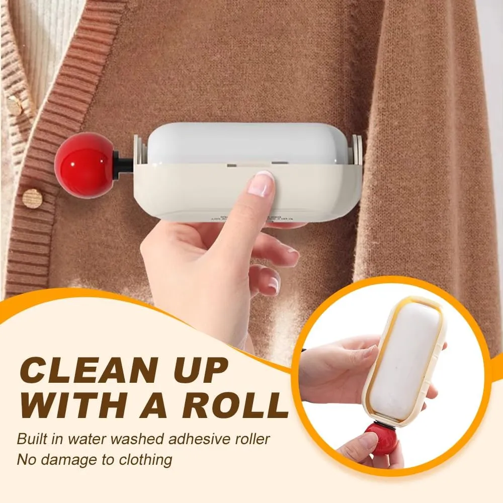 Good Life 2025 Upgraded 2 in 1 Washable Lint Remover, Reusable Mini Lint Roller & Pet Hair Remover, Travel Size Sticky Roller Ball (White)