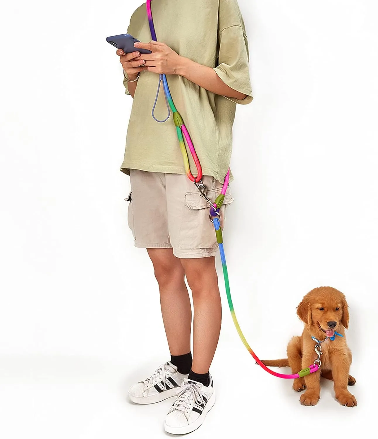 Hands Free Dog Leash Rope 8.5ft Waist Leash for Dog Walking Jogging and Running Colorful