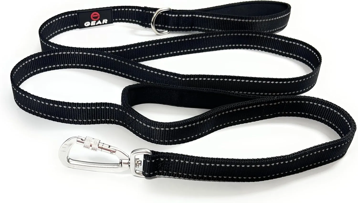 Heavy-Duty Dog Leash with Locking Carabiner  Reflective Nylon Lead with Padded Handle or Dual Traffic Handles  Perfect for Walking & Training - Large, Medium, and Small Dogs (Black, 2 Handle 6')