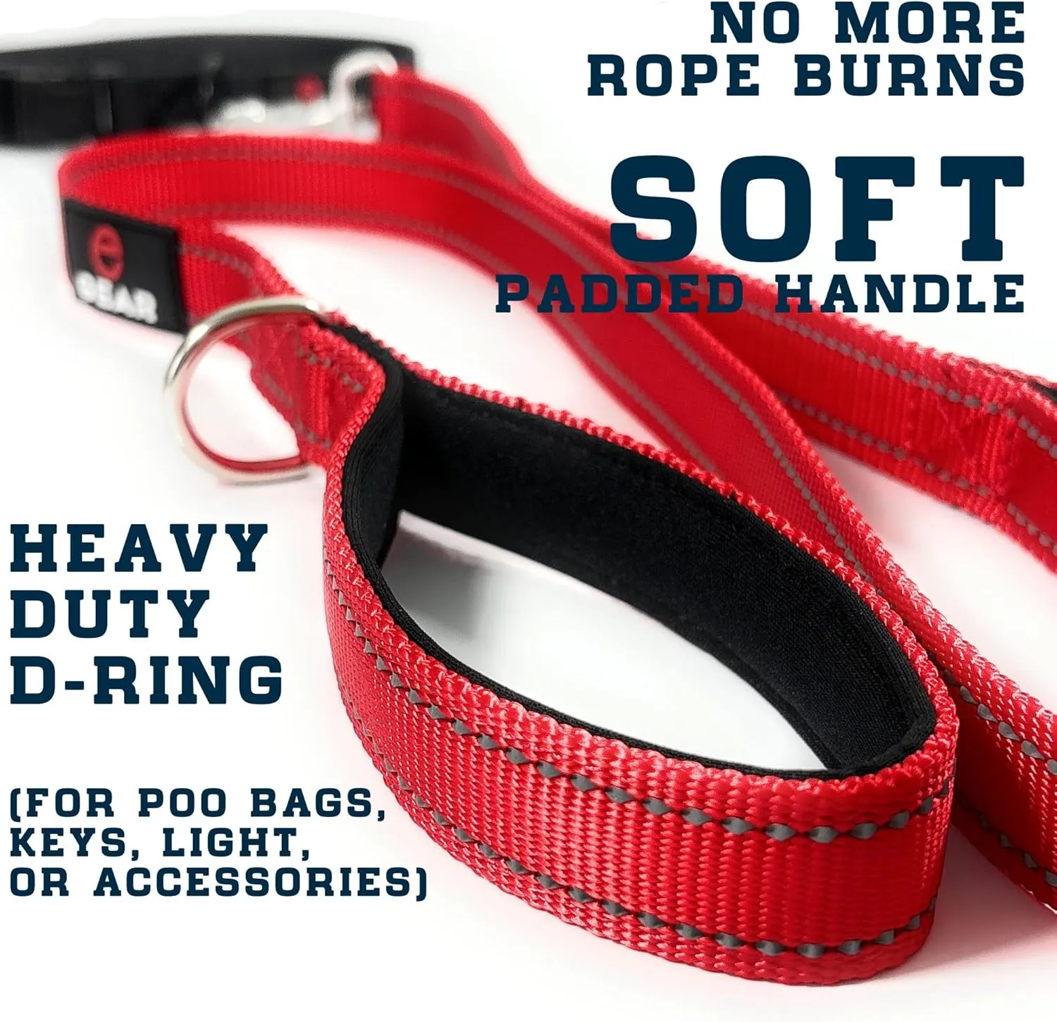 Heavy-Duty Dog Leash with Locking Carabiner  Reflective Nylon Lead with Padded Handle or Dual Traffic Handles  Perfect for Walking & Training - Large, Medium, and Small Dogs (Black, 2 Handle 6')