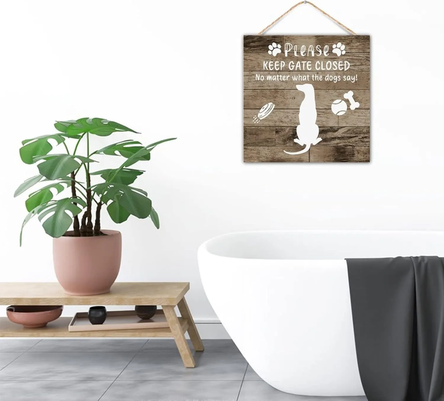 Inspirational Wood Pallet Wall Plaque Keep Gate Closed No Matter What The Dogs Say Home Decoration for House Modern Custom Wood Wall Sign Pet Dog Silhouette Table Wall Decor Sign Gift Bathroom 12x12