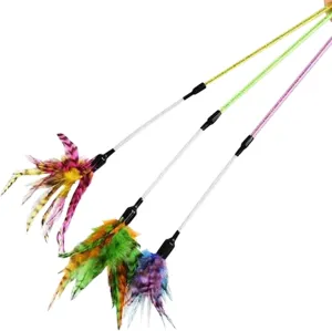 Kats'N Us Cat Feather Crinkle Teaser Cat Toy Teaser Wand (Blue)