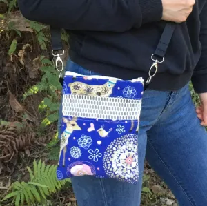 KINTOR Sugar Glider Bonding Pouch Carry for Rat Hedgehog Small Pocket Pets (Blue Deer, 8.7x6.3inch)