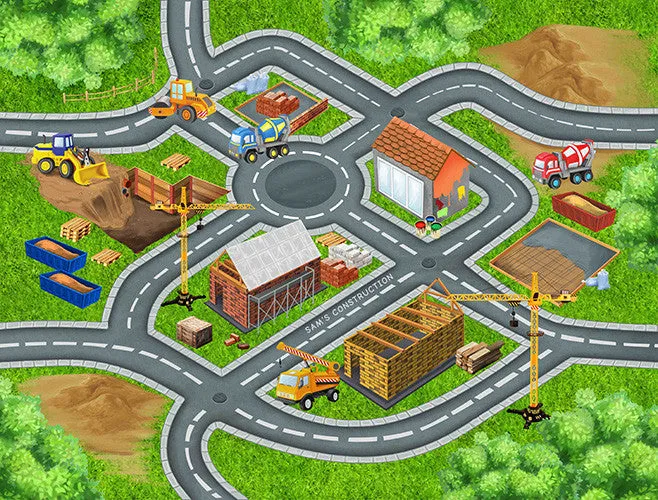 Large Construction Play Blanket