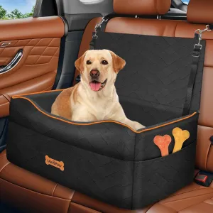Large Medium Dog Car Seat, Dog Booster Seat Under 60Lbs or 2 Small Dogs Washable, Pet Car Seats with 2 Safety Leash, Dogs Sofa Bed Cushion Add Thick Sponge, Pet Cars Carrier for Travel, Black