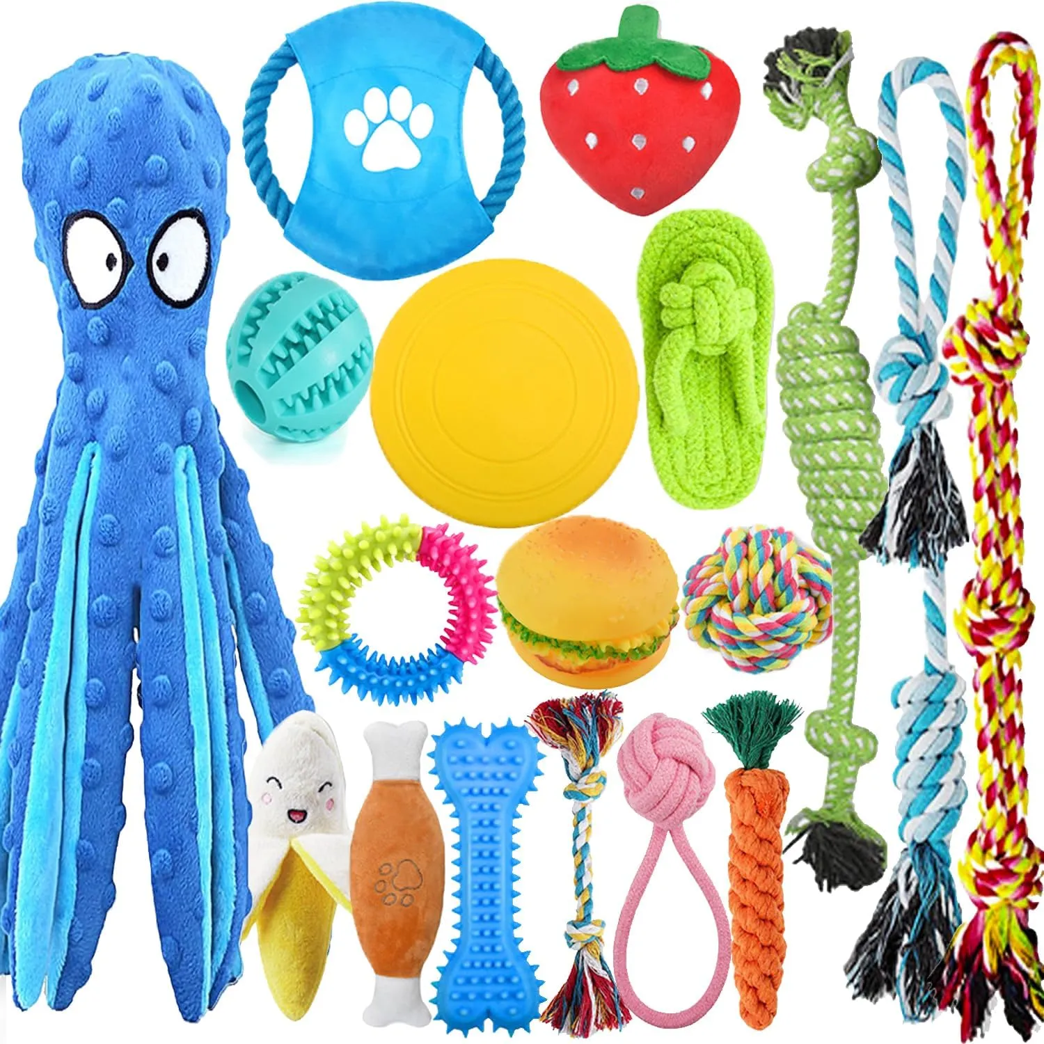 LosFong 18 Pack Luxury Dog Chew Toys for Small Dogs & Puppies  Premium Puppy Chew Toy Set with Ropes, Treat Ball, Squeaky Toys, and Teething Relief for Small Breed Dogs