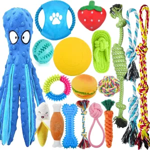 LosFong 18 Pack Luxury Dog Chew Toys for Small Dogs & Puppies  Premium Puppy Chew Toy Set with Ropes, Treat Ball, Squeaky Toys, and Teething Relief for Small Breed Dogs