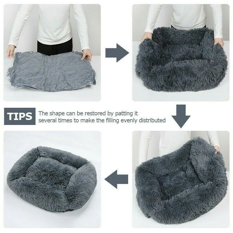 Luxury Dog Bed Square Dog Beds Long Plush Dog Mat Beds