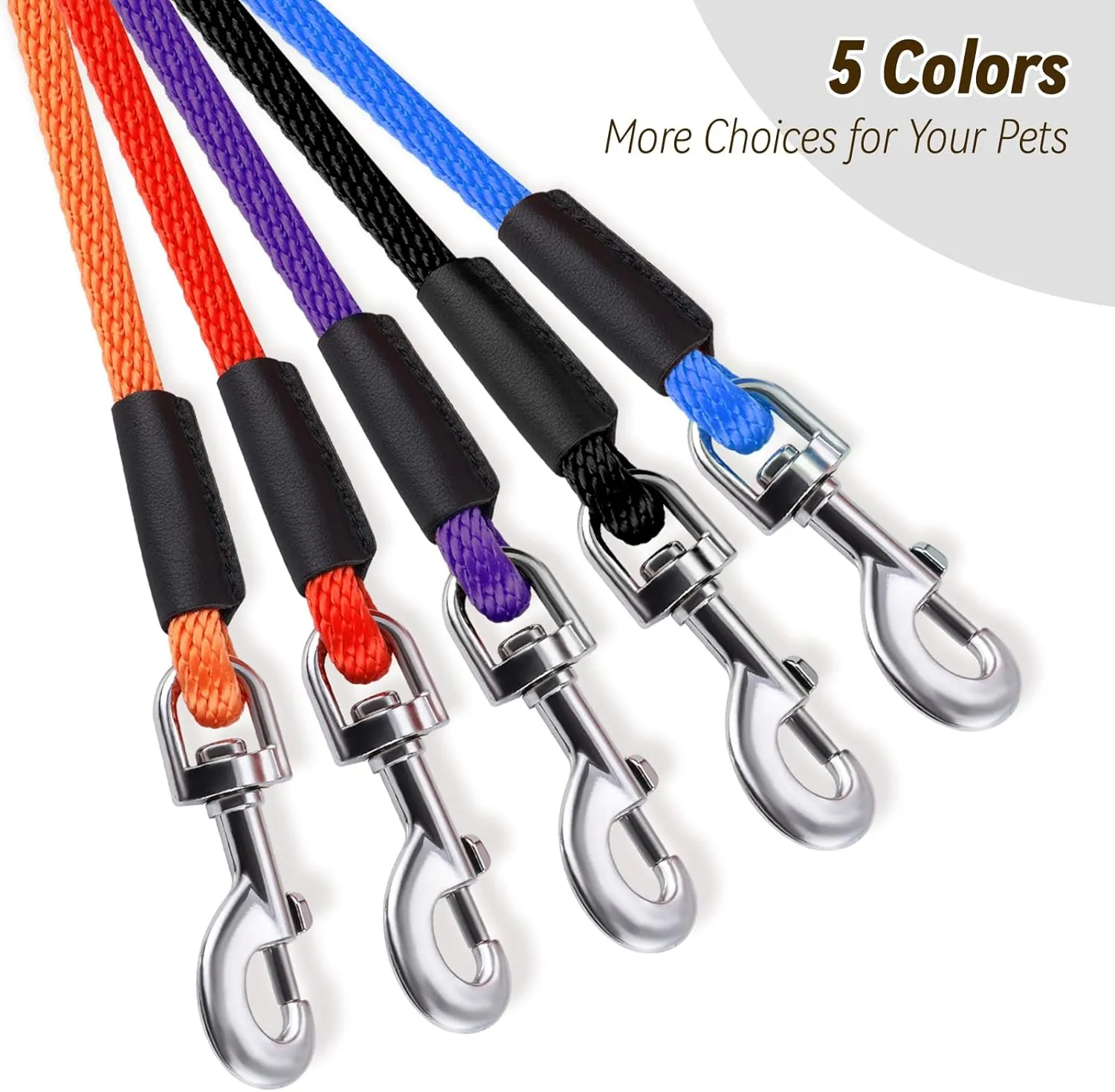 lynxking Check Cord Dog Leash Long Lead Training Tracking Line Comfortable Handle Heavy Duty Puppy Rope 10ft 15ft 30ft 50ft for Small Medium Large Dog Black