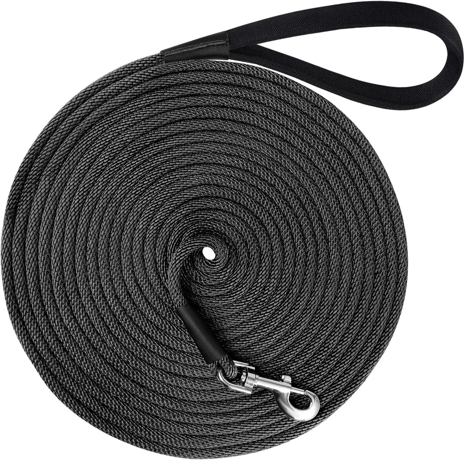 lynxking Check Cord Dog Leash Long Lead Training Tracking Line Comfortable Handle Heavy Duty Puppy Rope 10ft 15ft 30ft 50ft for Small Medium Large Dog Black