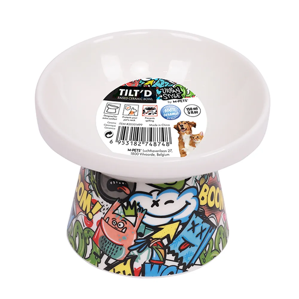 M-PETS Freestyle Tilt'd Raised Ceramic Bowl Mixed Colors