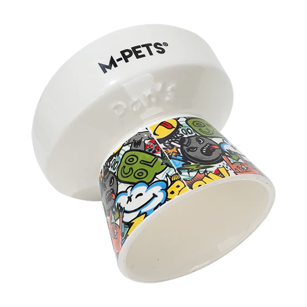 M-PETS Freestyle Tilt'd Raised Ceramic Bowl Mixed Colors