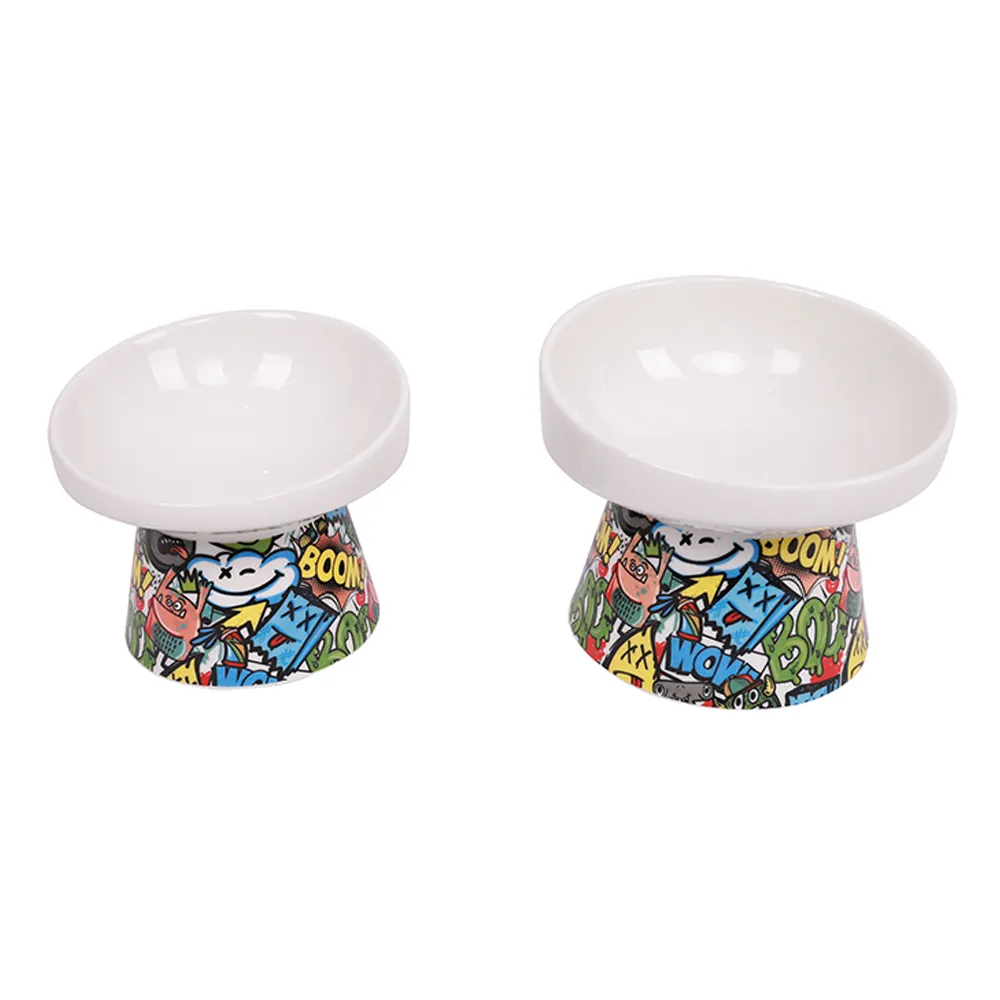 M-PETS Freestyle Tilt'd Raised Ceramic Bowl Mixed Colors