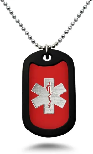 Medical Alert ID, Personalized Custom Engraved Medical Alert ID Aluminum Dog Tag Necklace