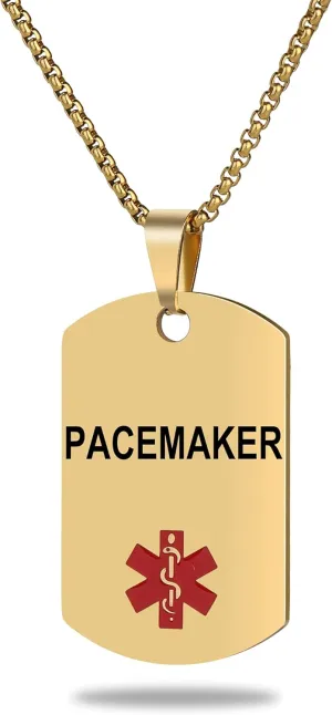 Medical Alert Necklace Laser engraved Tag Custom Engraving Stainless Steel ID Tag Pendant for Men Women