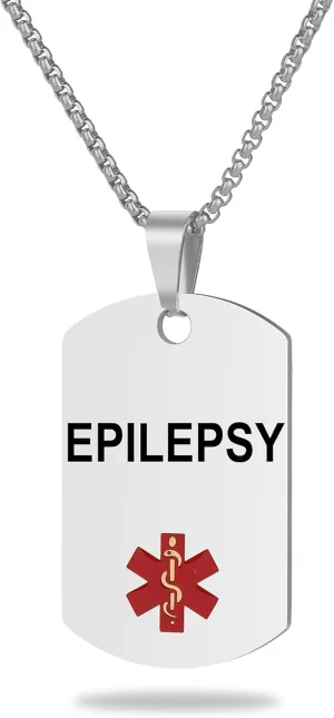Medical Alert Necklace Laser engraved Tag Custom Engraving Stainless Steel ID Tag Pendant for Men Women