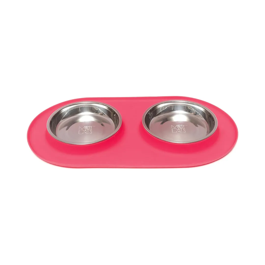 Messy Cats Double Diner Silicone with SS Melon Cat Bowl