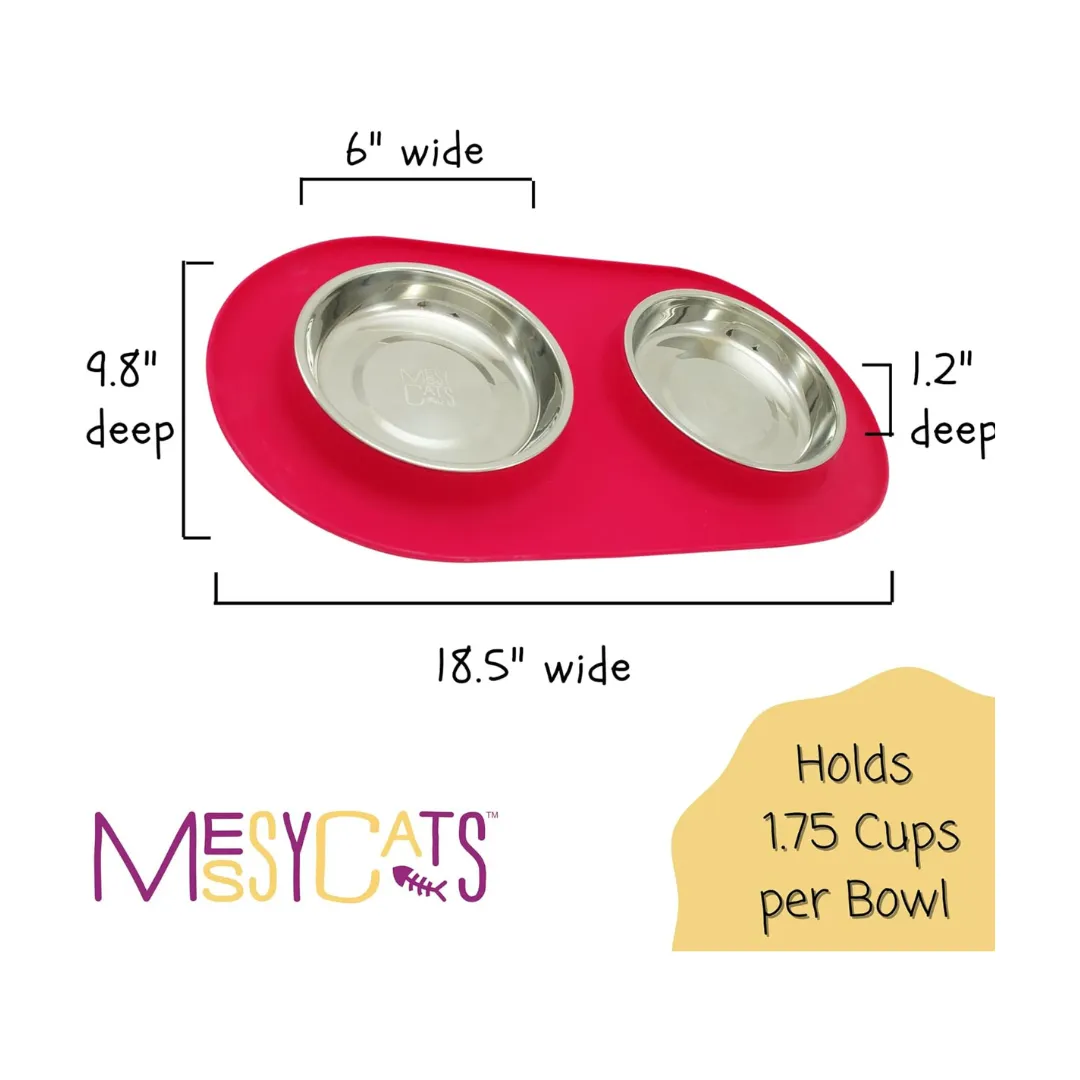 Messy Cats Double Diner Silicone with SS Melon Cat Bowl