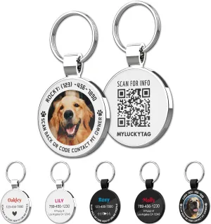 MYLUCKYTAG QR Code Personalized Dog ID Tags - Scan for Instant Pet Location Alerts