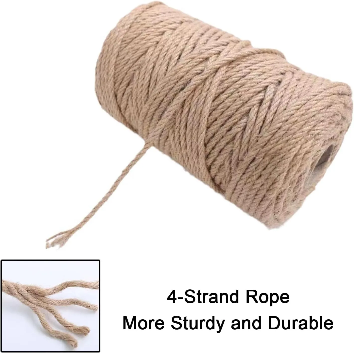 Natural Sisal Rope for Replacing and Repairing Cat Scratching Post Tree Tower, 1/4 inch (6mm) Diameter 164FT Sisal Rope for Replacement and Repairing or DIY Scratcher