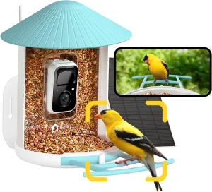 NETVUE by AI Smart Feeder with Camera Solar Powered, AI Auto Capture Each Come & Identify 6000  Species, Cloud Store Videos & On Live, Ideal Gift (Blue)