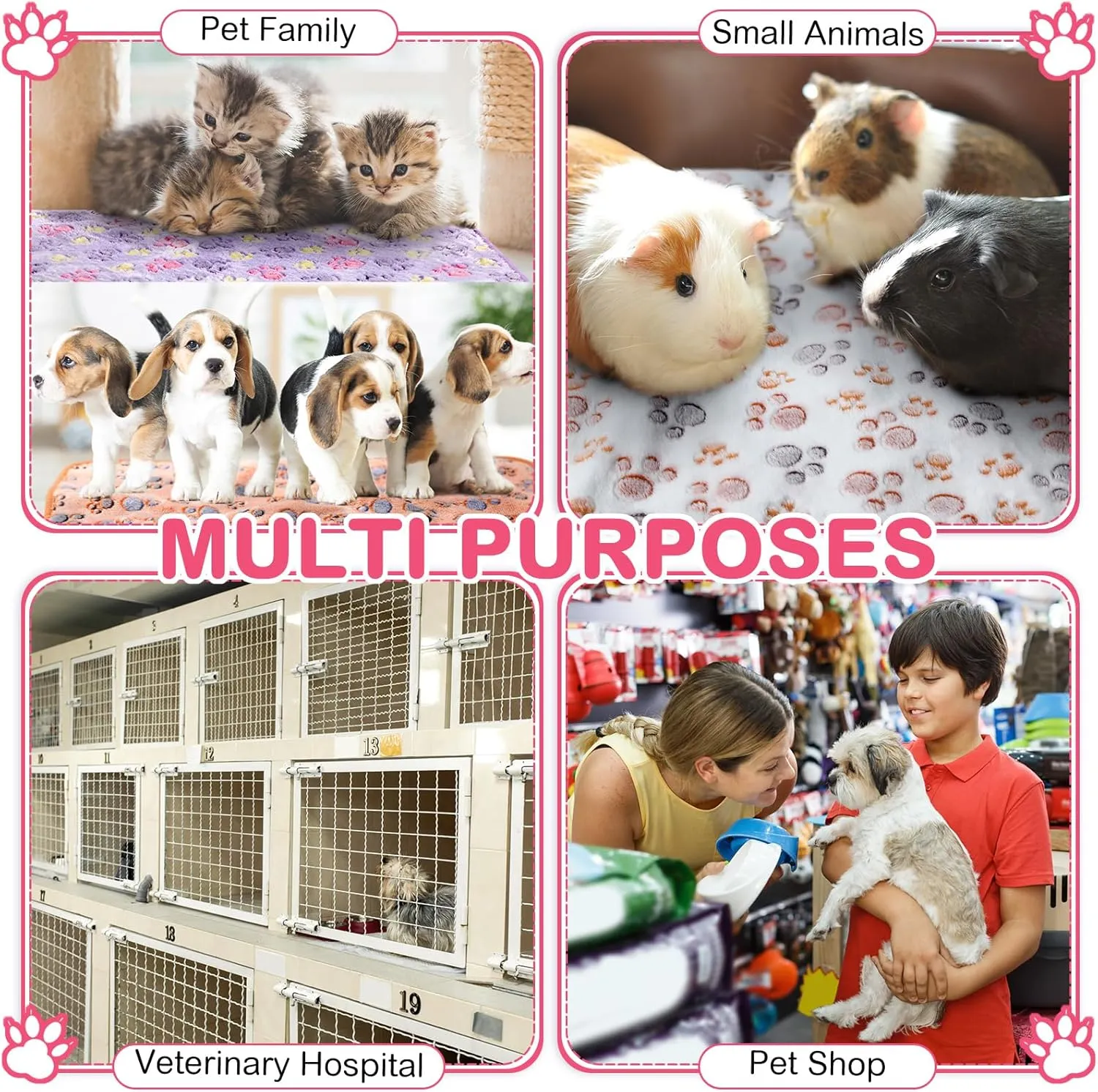 Newwiee 20 Pcs Small PET Fleece Blanket Washable Waterproof Small Animal Cage Bedding Guinea Pig Puppy Dog Cat Pee Pad Liner Accessories(18 x 13 Inch, Assorted)