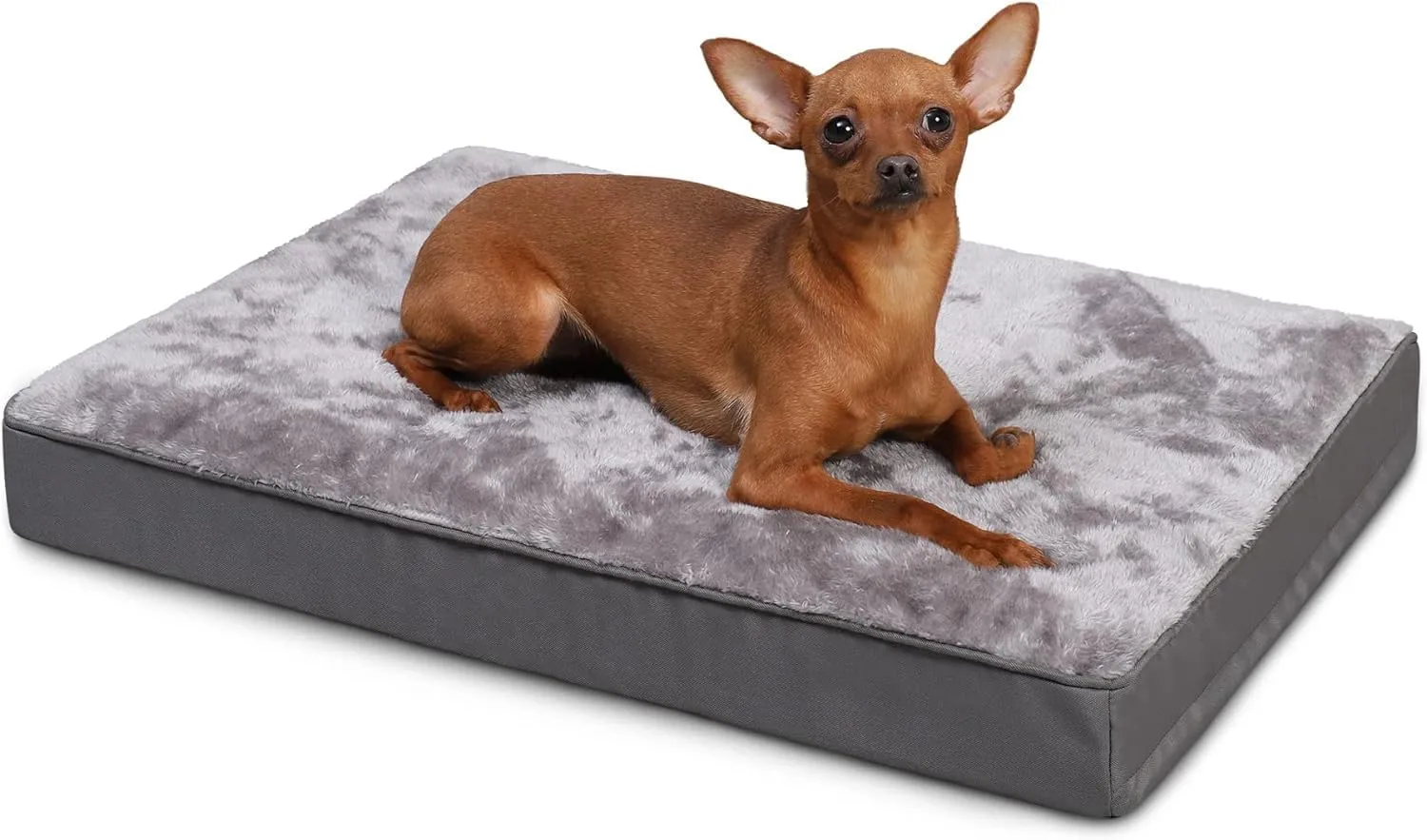 Orthopedic Dog Bed Waterproof Deluxe Plush Dog Beds with Removable Washable Cover Anti-Slip Bottom Pet Sleeping Mattress for Large, Medium, Jumbo, Small Dogs, 17 x 12 inch, Gray