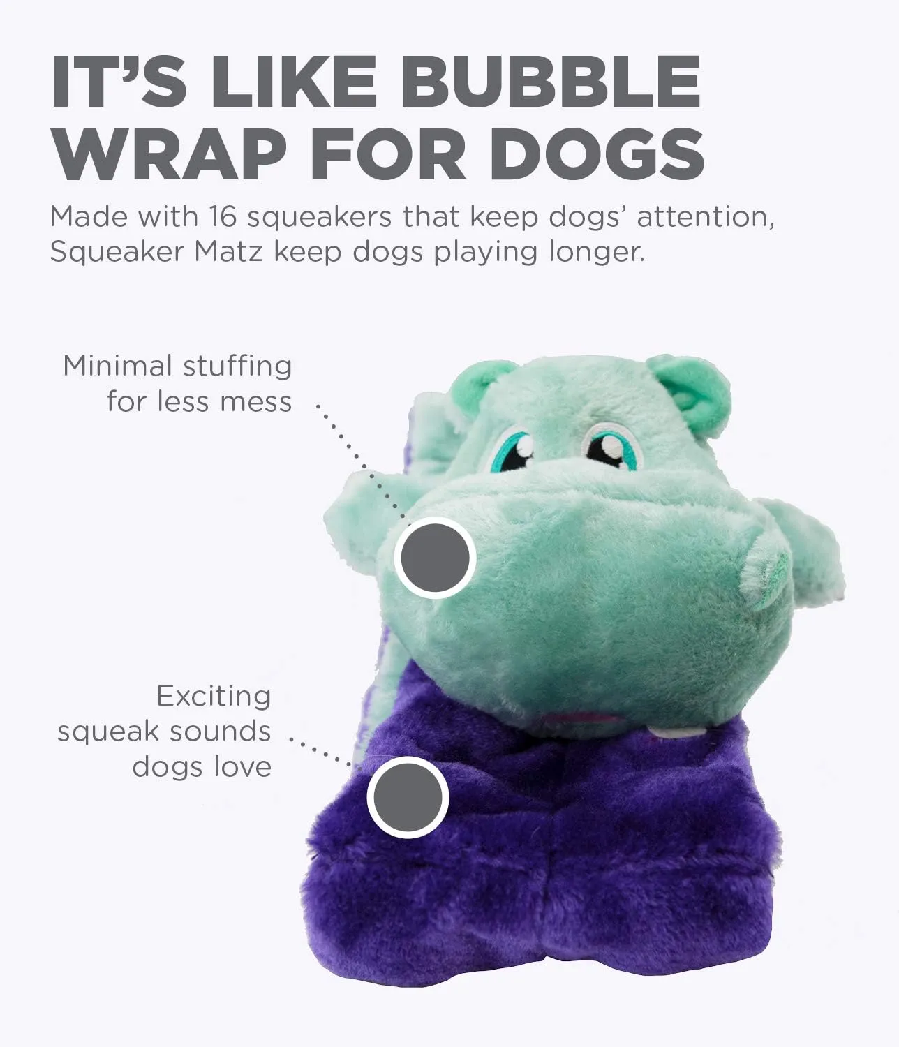 Outward Hound Squeaker Matz Plush Hippo Dog Toy, XL