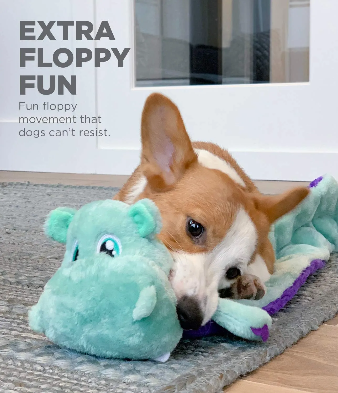 Outward Hound Squeaker Matz Plush Hippo Dog Toy, XL