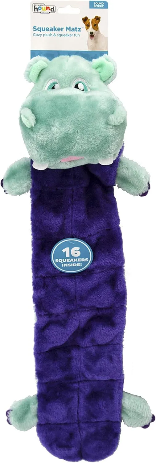 Outward Hound Squeaker Matz Plush Hippo Dog Toy, XL