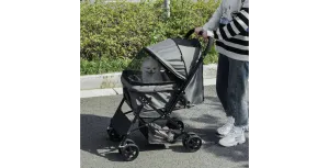 PawHut Pet Stroller Jogger with Reversible Handle and Safety Leash Grey