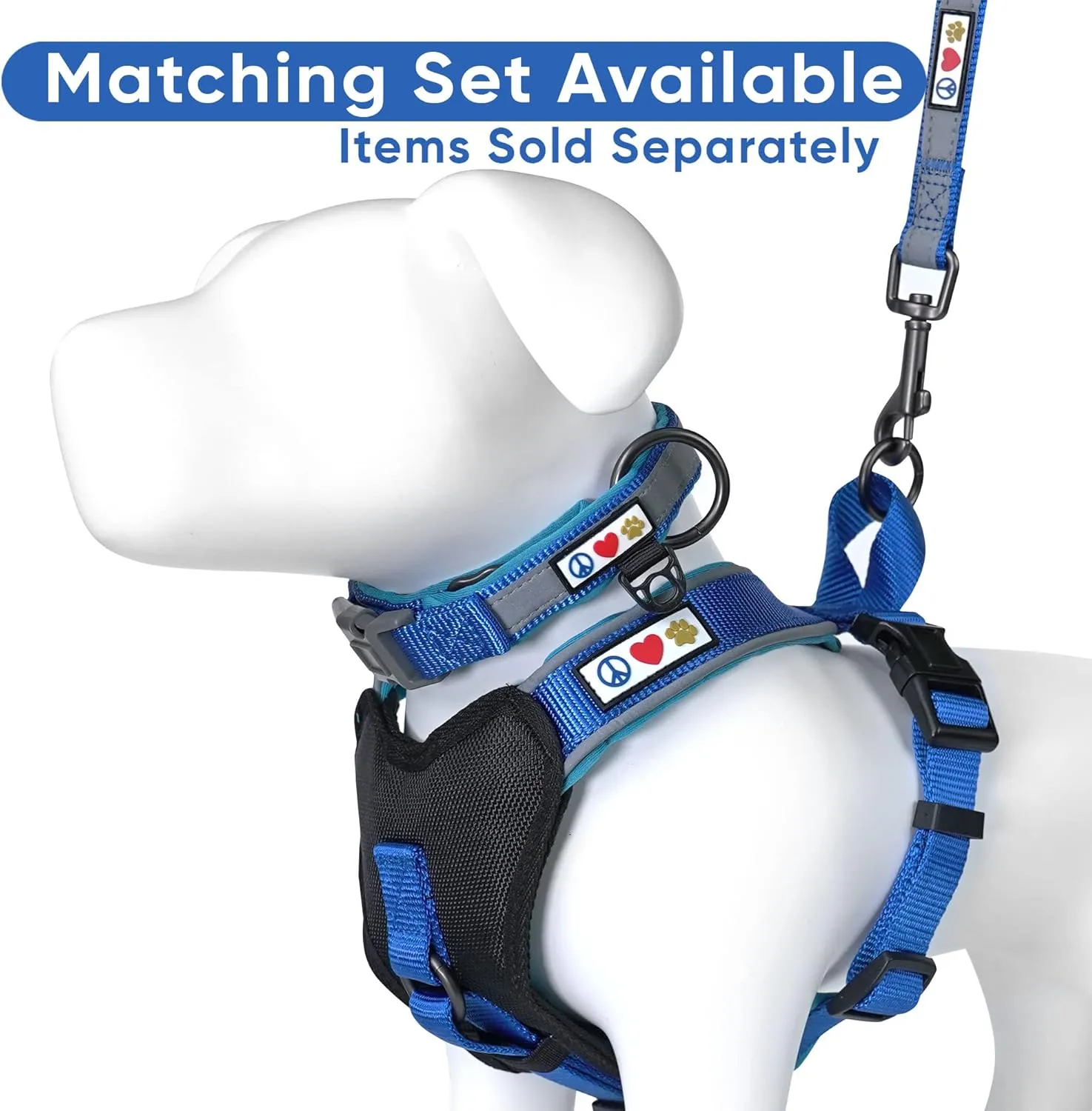Pawtitas Reflective Dog Harness Padded Dog Harness Provides Comfort Control for a Walk or Running Great Pet Accessories Dog Vest M Medium Bue Dog Harness