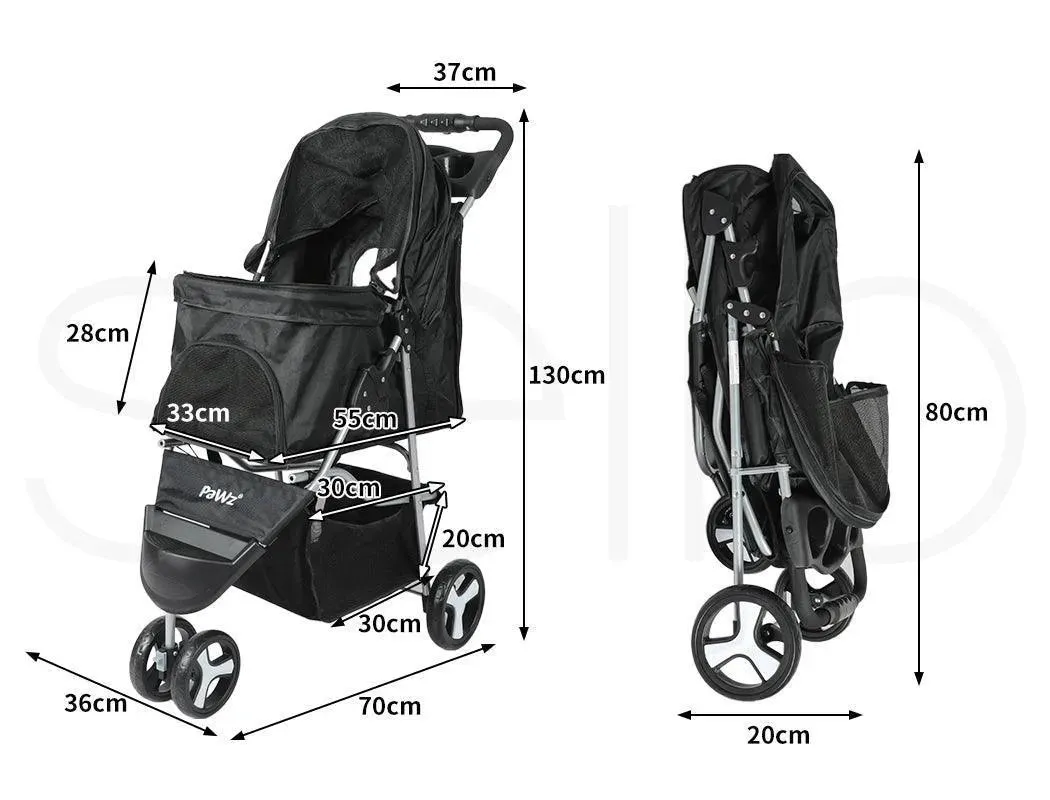 PaWz Large Dog Stroller - 3 Wheels