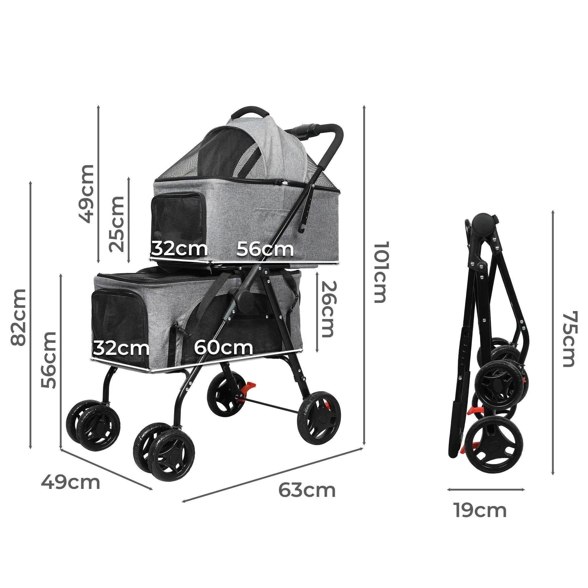 PaWz Pet Cruiser Two-tier Pet Stroller