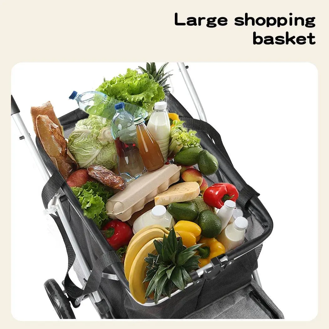 PaWz Pet Stroller 2-Tier Pram Dog Cat Carrier Foldable Large 4 Wheels Shopping