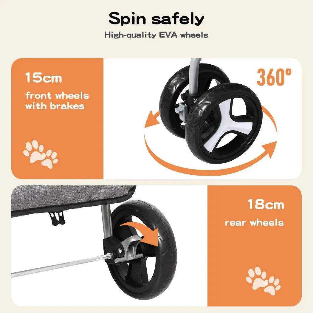 PaWz Pet Stroller 2-Tier Pram Dog Cat Carrier Foldable Large 4 Wheels Shopping