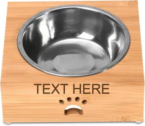 Personalized Dog Bowl with Name, PHOENIXTANG Custom Engraved Bamboo Stand Feeder, Raised Bamboo Dog Feeding Station with 3 Bowls, Comes with a Nonslip Silicone Pad, Easy to Clean