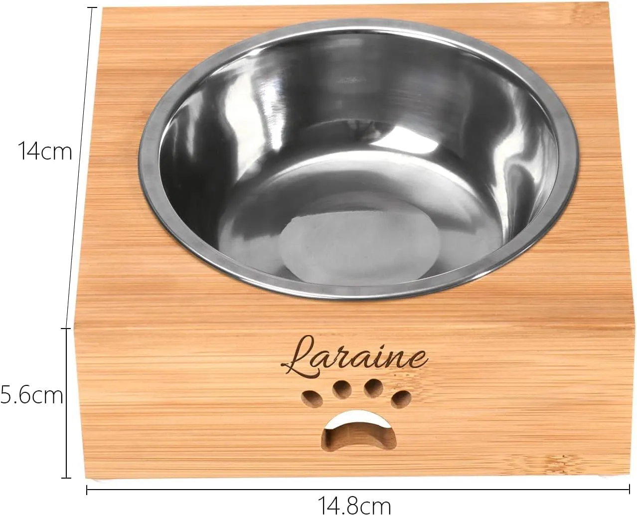 Personalized Dog Bowl with Name, PHOENIXTANG Custom Engraved Bamboo Stand Feeder, Raised Bamboo Dog Feeding Station with 3 Bowls, Comes with a Nonslip Silicone Pad, Easy to Clean