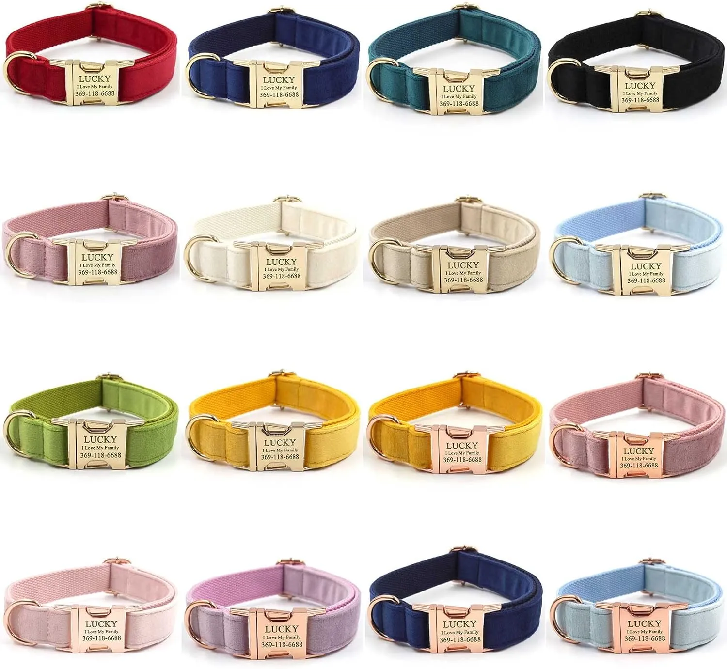 PETDURO Custom Dog Collar Personalized with Name Engraved Gold Metal Buckle for Large Medium Small Girl Dogs - Dog Leash and Bow Tie Available - Soft Comfy Velvet (Champagne Pink, M)