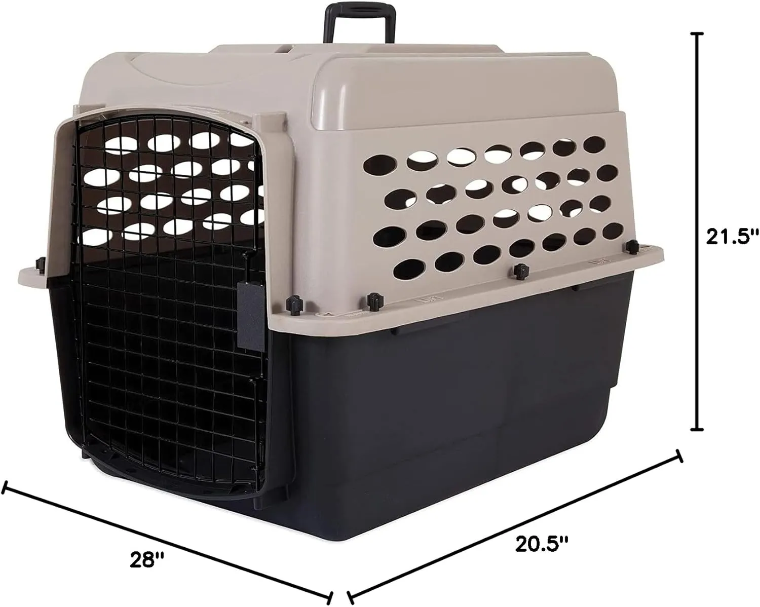Petmate Vari Dog Kennel - Portable Dog Carriers & Crates for Medium Dogs, Airline-Friendly, Durable Plastic, Pet Carrier For Home and Travel, 28 Inches, Taupe and Black