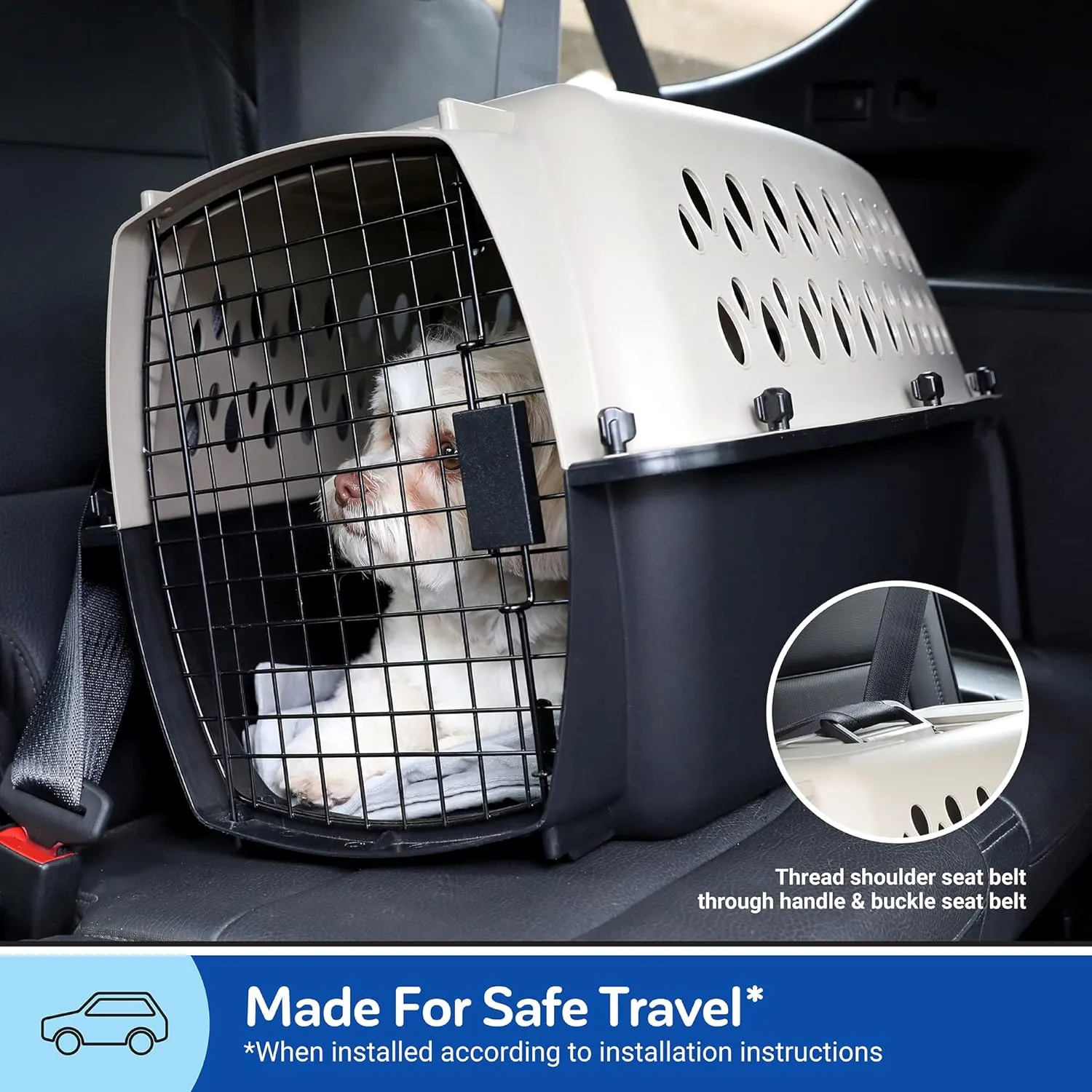 Petmate Vari Dog Kennel - Portable Dog Carriers & Crates for Small Dogs, Airline-Friendly, Durable Plastic, Pet Carrier For Home and Travel, 24 Inches, Taupe and Black