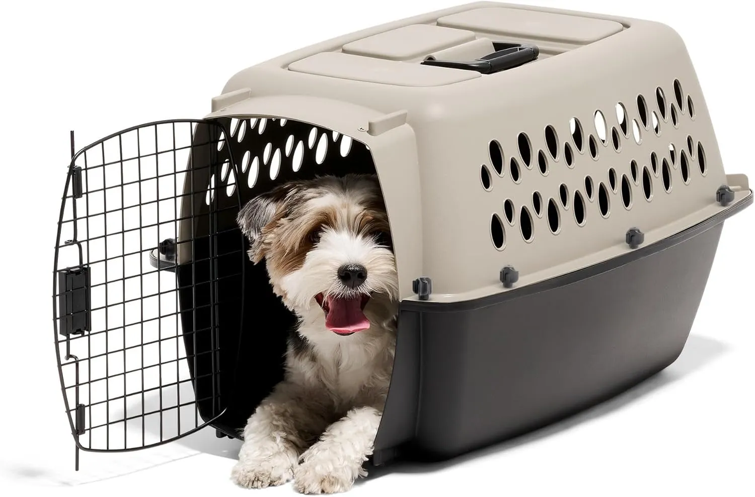 Petmate Vari Dog Kennel - Portable Dog Carriers & Crates for Small Dogs, Airline-Friendly, Durable Plastic, Pet Carrier For Home and Travel, 24 Inches, Taupe and Black
