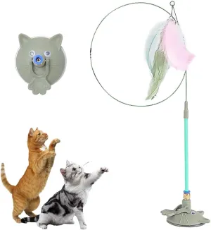 Puff Pet MeowMastery Toy, Upgrade Suction Cup Cat Toys for Indoor Cats, Cat Toys for Bored Indoor Adult Cats Wand Attachments (Green)