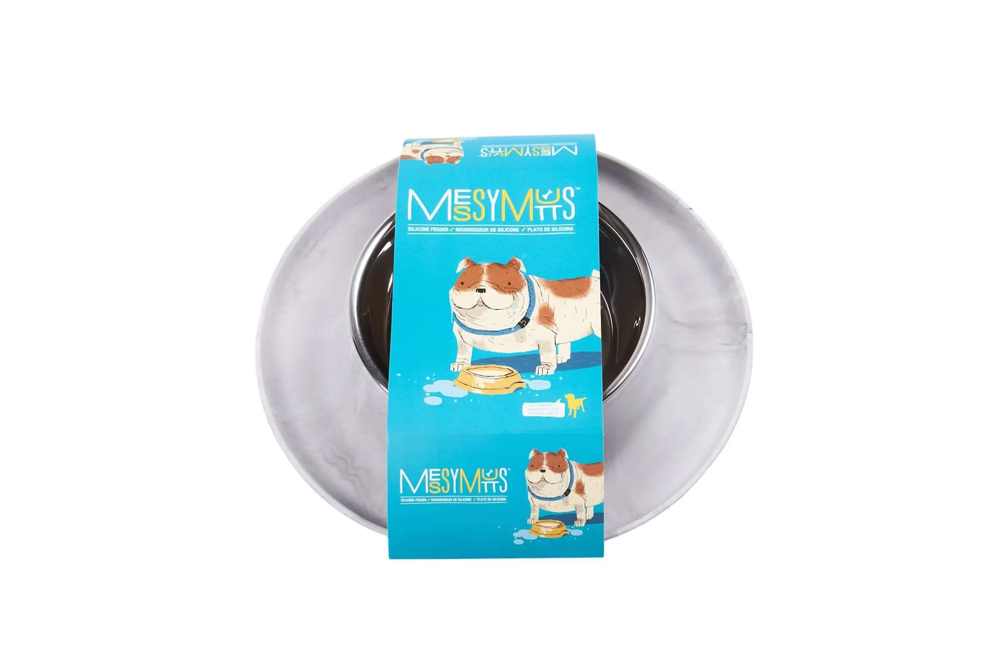 Single Silicone Dog Feeder with Stainless Bowl, Medium, 1.5 Cups, Marble